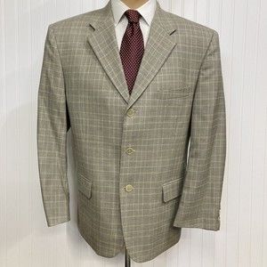 STANLEY BLACKER Mens Gold Prince of Wales Wool Sport Coat Jacket 45/46S